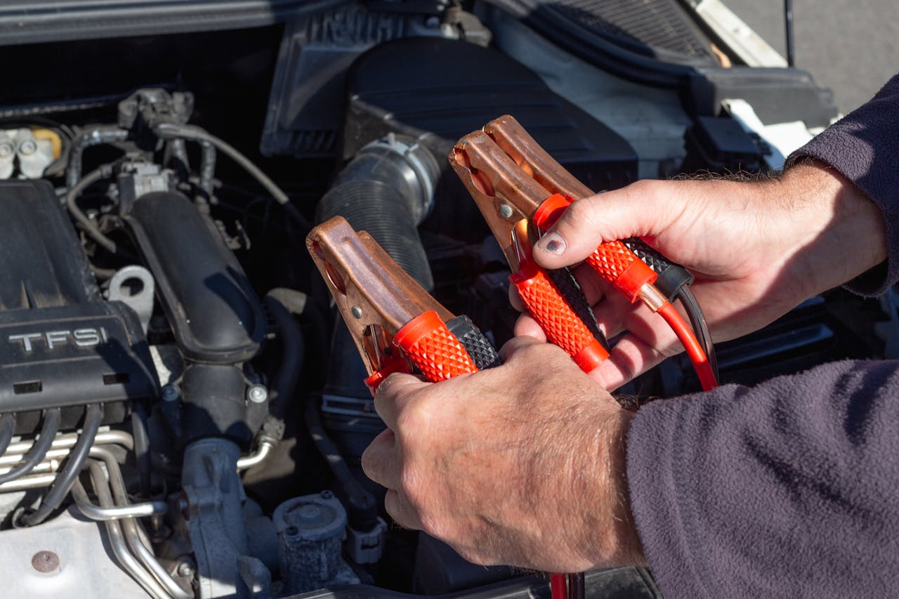 Jump-starting a car to diagnose a dead or weak battery